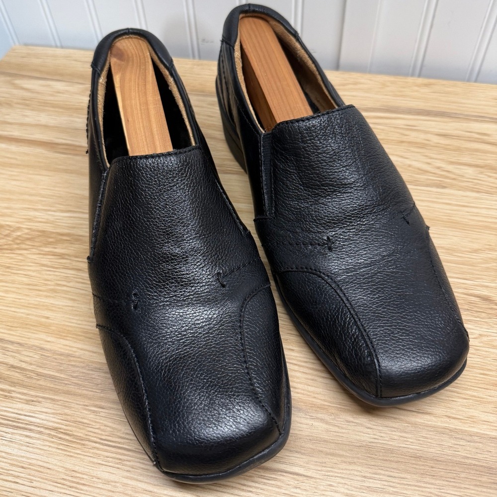 Dr. Scholls Loafers Womens 9.5 Black Leather Square Toe Slip On Comfort